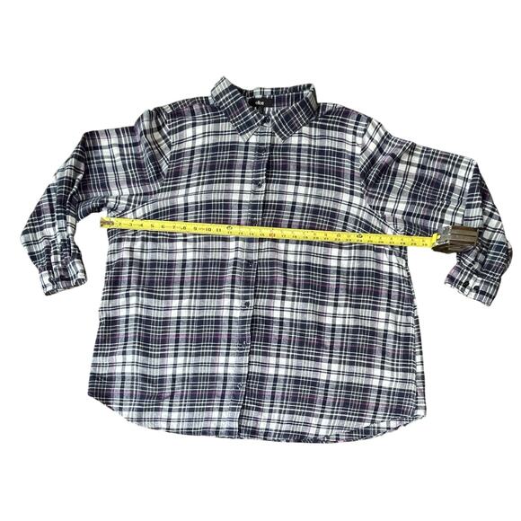 Ellos Women’s Plus Size 2X Flannel Shirt Navy Plaid Button Down Cozy Comfycore - Picture 4 of 8